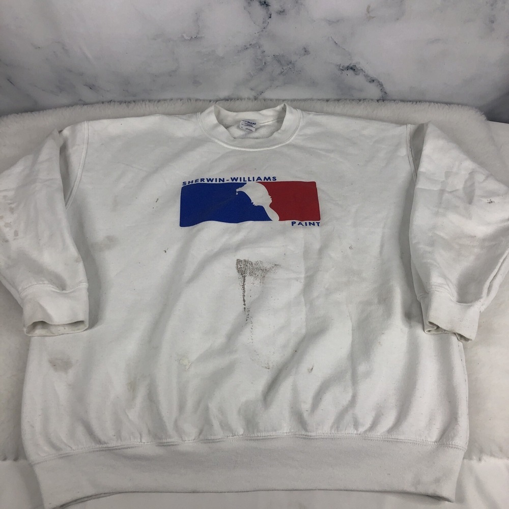 Sherwin Williams Sweatshirt White Crew Neck Painter Sweater XL